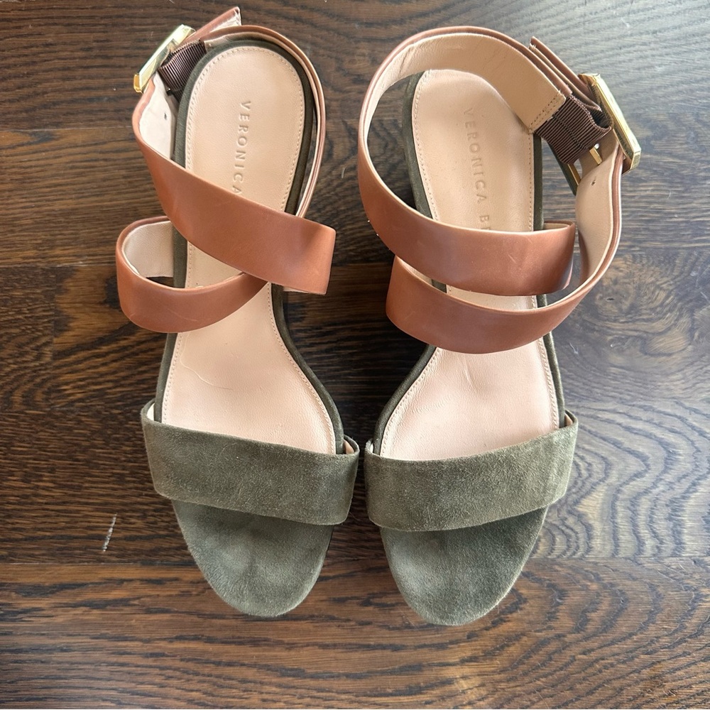 Brand-New Veronica Beard Hurley Cross-Ankle Wedges, Size 9